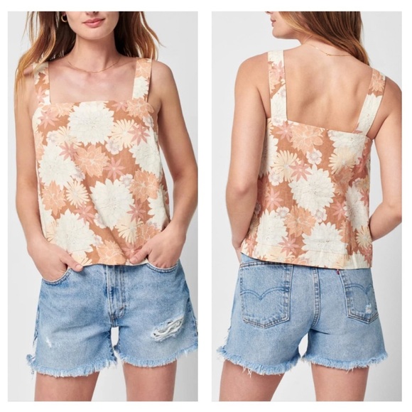 Faherty Summer Sands Linen Tank In Warm Jicaro Island Large - Picture 1 of 6